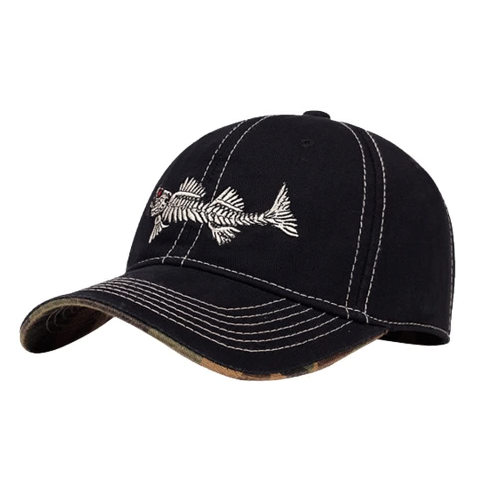 Cotton Fishing Hat Fish Bone Embroidery Trucker Dad Baseball Cap YZ10119