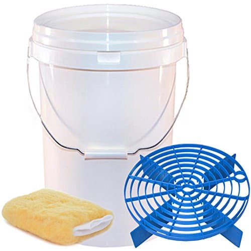 20 Litre Wash Bucket & Scratch Shield (Blue) - Car Wash Bucket System - Swirl Free Wash & Rinse Method - Wash Mitt