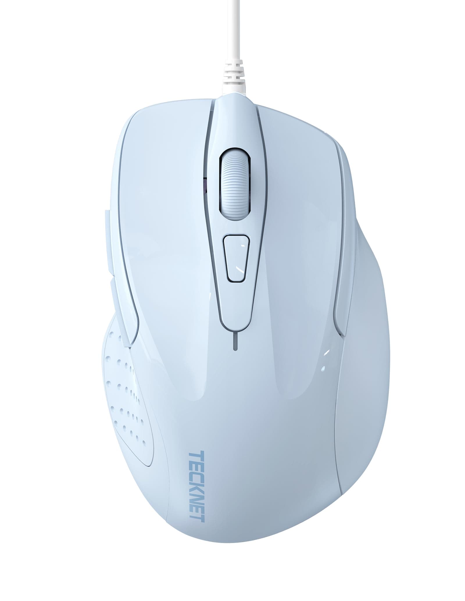 TECKNET Wired Mouse, 6-Button Corded with 4 Adjustable DPI, Optical Mouse with Ergonomic Design and 5FT Cord for Laptop, Chromebook, PC, Desktop, Mac, Notebook - LT.Blue