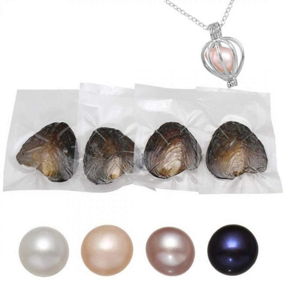 Milky Way - Natural Oyster Pearl, Oval Freshwater Pearls, Cultured Oysters, Love and Wish Pearls, Necklace Making Kit, Anniversary Decoration for Jewelry Making and Gifts (7-8