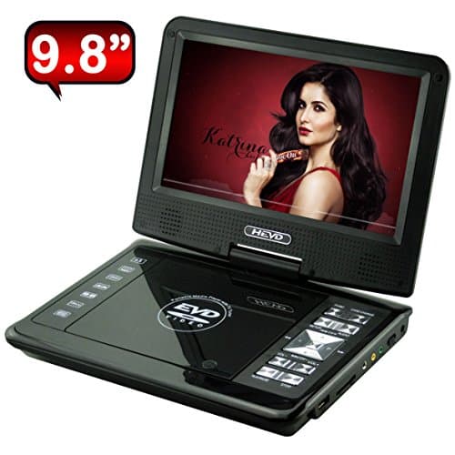 Portable DVD player 9.8inch balck with FM USB SD High Resolution Screen with rotation of 270 degree