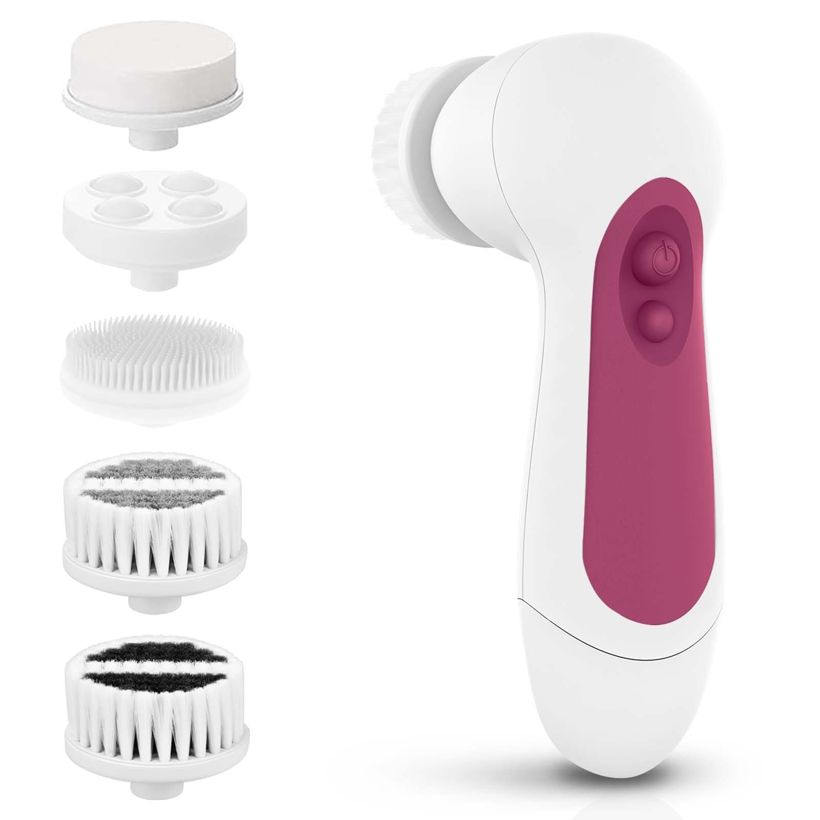 Waterproof Facial Cleansing Spin Brush Set with 3 Exfoliating Brush Heads - Complete Face Spa System by CLSEVXY - Advanced Microdermabrasion for Gentle Exfoliation and Deep Scrubbing(Purple)