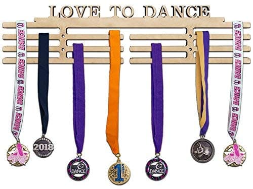 Arena Gifts Wooden Medal Hanger Display - Love to Sayings - Medal Holder Rack Idea for Dancers Runners Swimmers Riders - Displays Up to 24 Medals or Ribbons