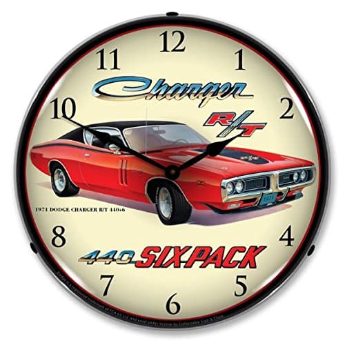 1971 Dodge Charger 440 6 Pack Lighted Wall Clock 14 x 14 Inches