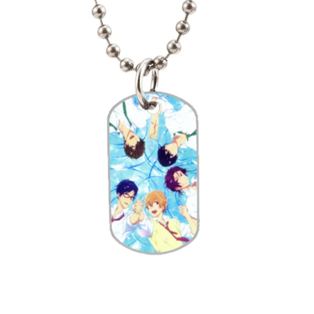 Free Iwatobi Swim Club - Unique Design oval dogtag (Large Size)and Includes 30" Aluminum Bead Chain