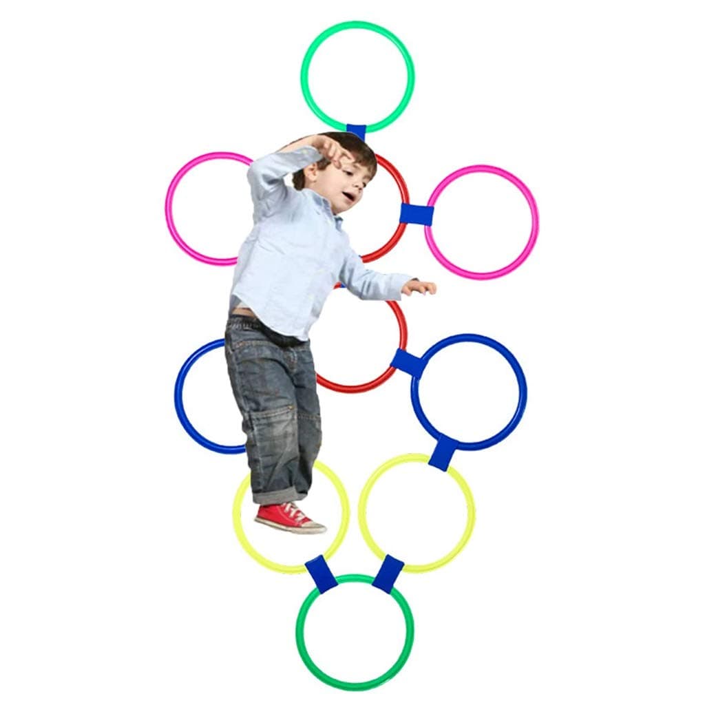Ring Toss Games Hua Kids Jumping Hopscotch Game Toy 10 Multi-Coloured Plastic Rings And Connections For Indoor Or Outdoor Fun Creative Play Set Girls Boys