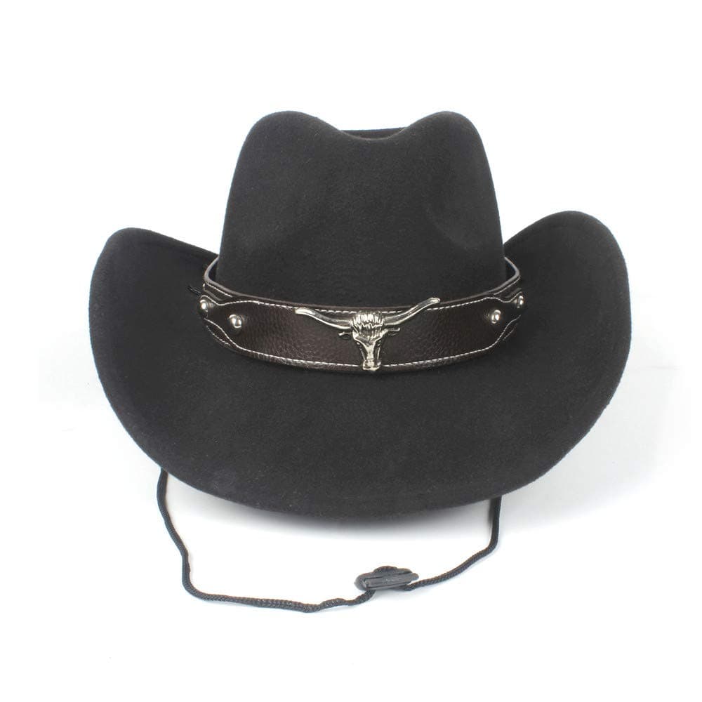 FeiNianJSh With Bull Band Fashion Women Men Wool Hollow Western Cowboy Hat Casual Winter Autumn Warm Church Trilby For Gentleman Roll Up Brim Sombrero Cap Dad Hat Size 58CM