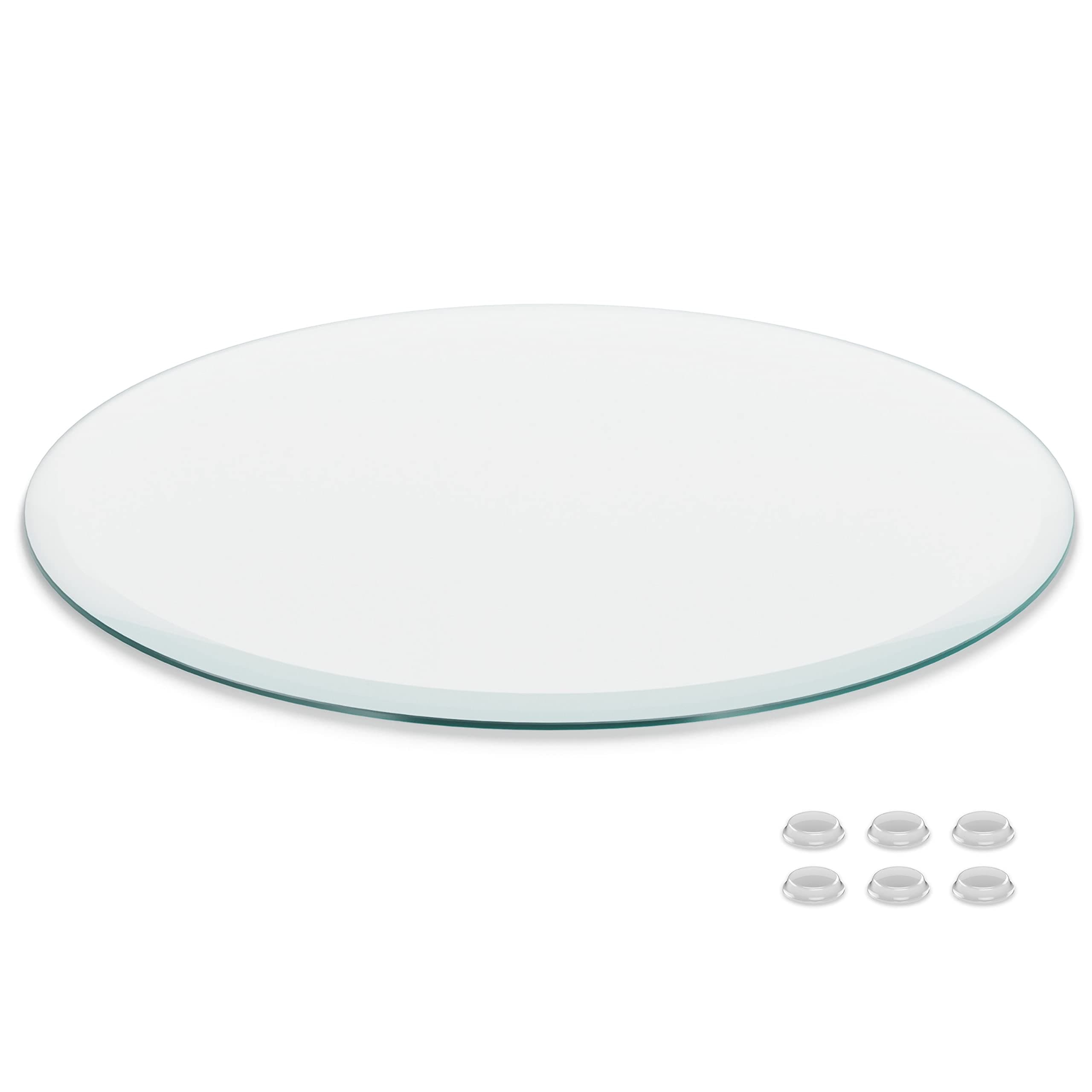 The Better Bevel 24 inch Round Glass Table Top - Clear Tempered Glass Surface Protector - Safe Beveled Edge - Coffee, Dining and End Table