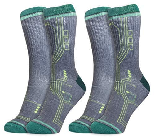 2-Pair Mens Novelty Crew Socks - Circuit Board Print, Casual Trouser Socks