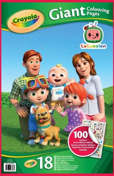 CRAYOLA Giant Colouring Book - Cocomelon | 18 Pages of Cocomelon Colouring Fun | Includes 100 Stickers | Ideal for Kids Aged 3+