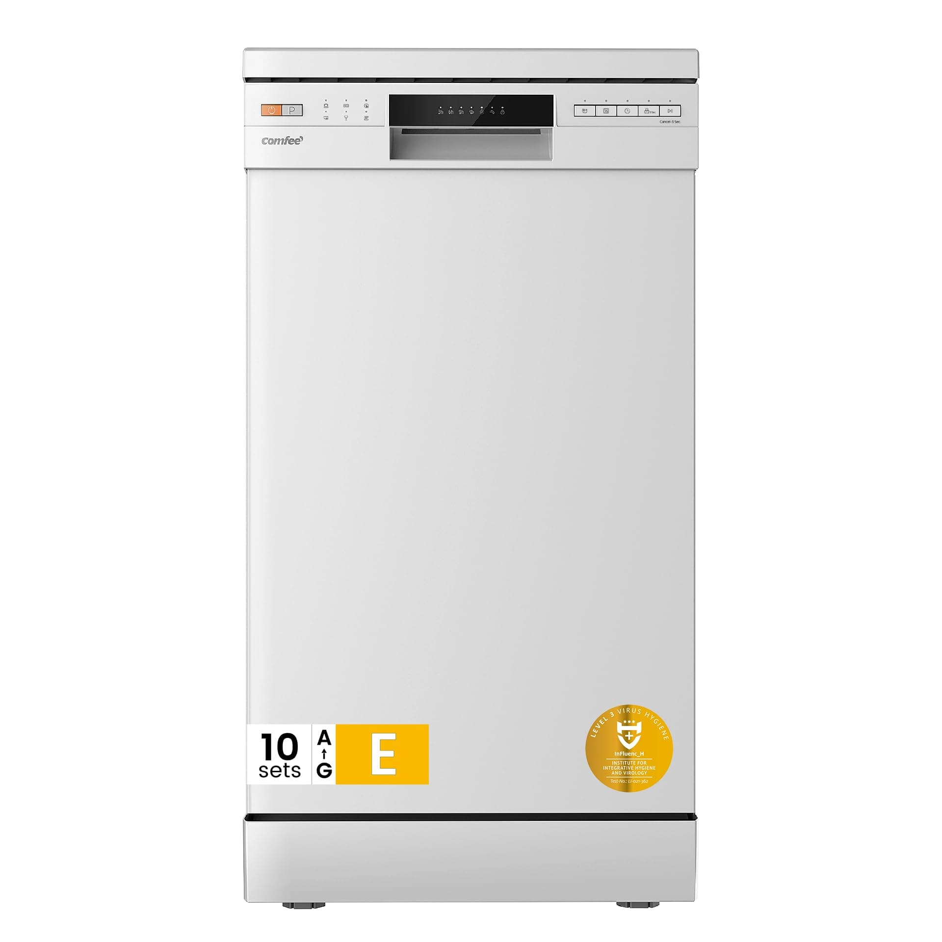 Freestanding Dishwasher CDWEF1034BW-UK 45cm Width, Slimline Dishwasher with 10 place settings, Quick Wash, Hygiene Wash, Delay Start, Half Load, Adjustable Basket - White