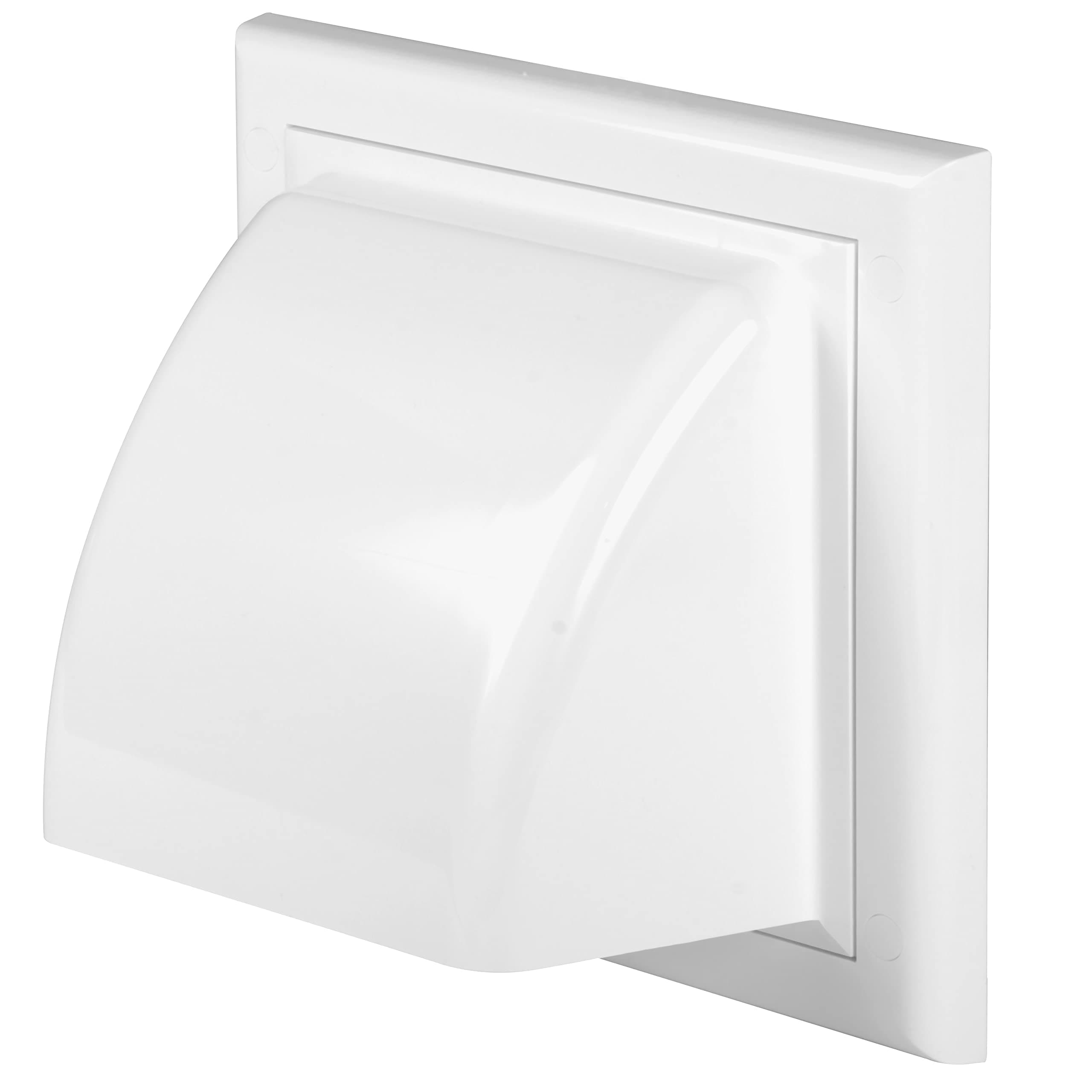 Awenta 4" Inch Wall Vent Cover with Backdraft Damper - White ABS Plastic Hood with Gravity Flap/Rain Guard - Weatherproof Exterior Exhaust Grille for Dryer Bathroom Kitchen Fans - Outdoor Air Outlet