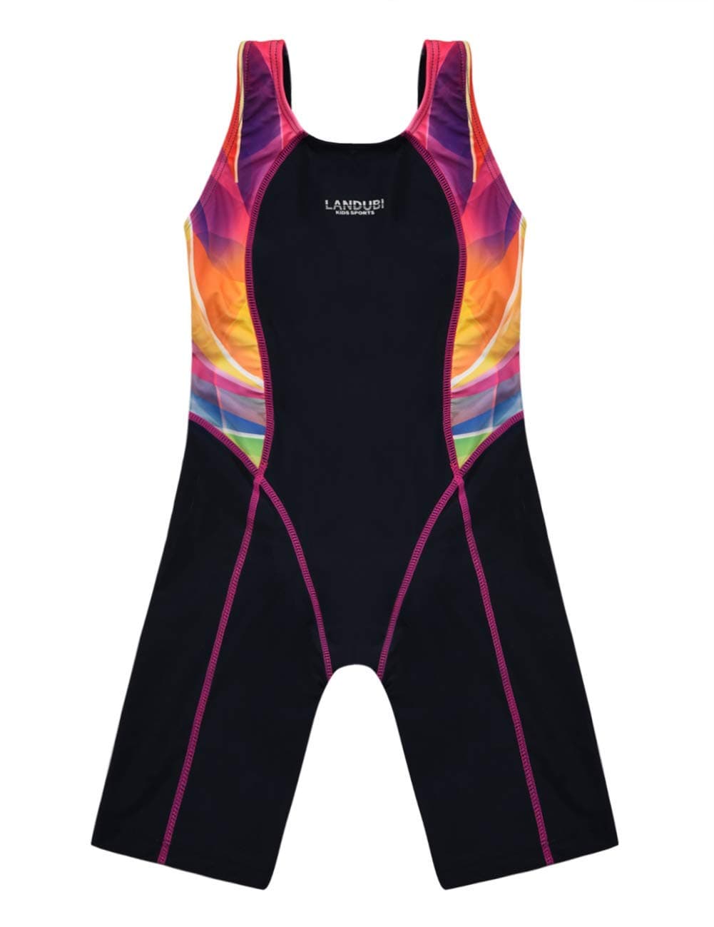 Cadocado Girls Athletic One Piece Swimsuit Splice Racer Back Swminwear Boyleg Competitive Bathing Suit