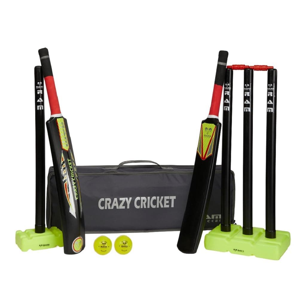 Crazy Cricket Sets – Senior & Junior for ages +9 years old – High Performance & Durable Kwik Cricket Style Set for Training, Cricket Matches, Garden, Beach, or Park