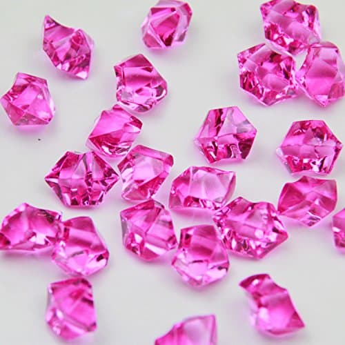 WELMATCH Fuchsia Acrylic Ice Rock Crystals Treasure Gems for Table Scatters, Vase Fillers, Wedding, Banquet, Party, Event, Birthday Decoration (Fuchsia, 385)