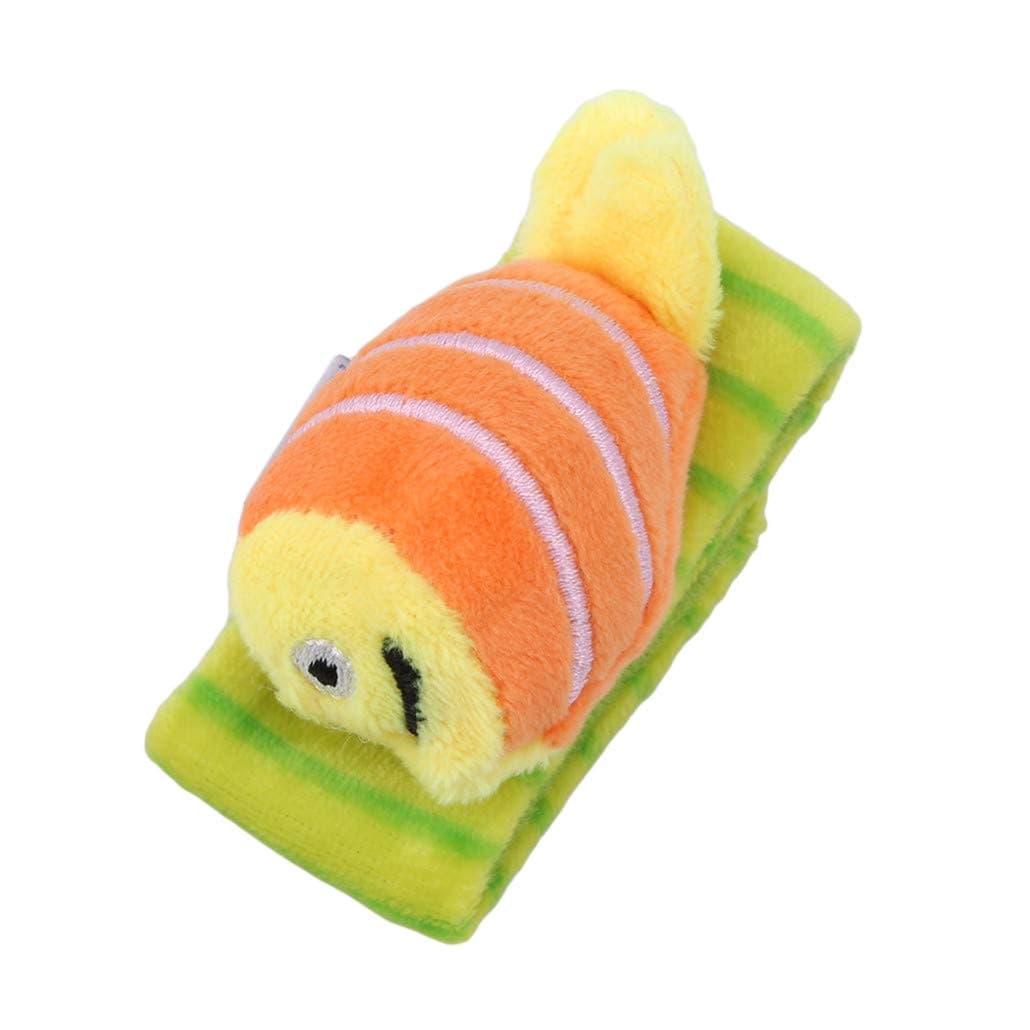 NYAOLE Baby Foot Socks Wrist Bands Rattles Toys Cartoon Animal Early Education Toys Gifts for Baby Boy and Girls,Orange Fish