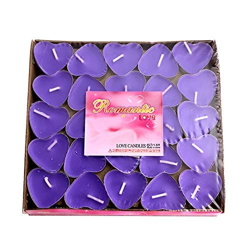 Heart Shaped Floating Candles,50 PCS Sweet Romantic Love for Home Decor, Wedding, Birthday, Party, Halloween, Christmas, Festival (Purple)