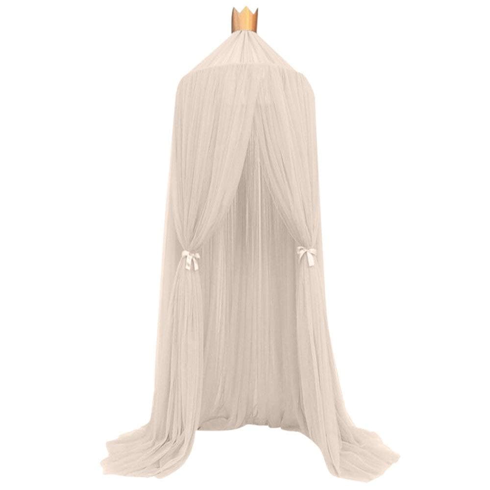 WSH-WENZHANG, Kids Baby Bedroom Mosquito Net Canopy Bedcover Girls Room Fairy Curtain Bedding Dome Tent Room Decor 3 Door Canopy Netting (Color : Khaki)