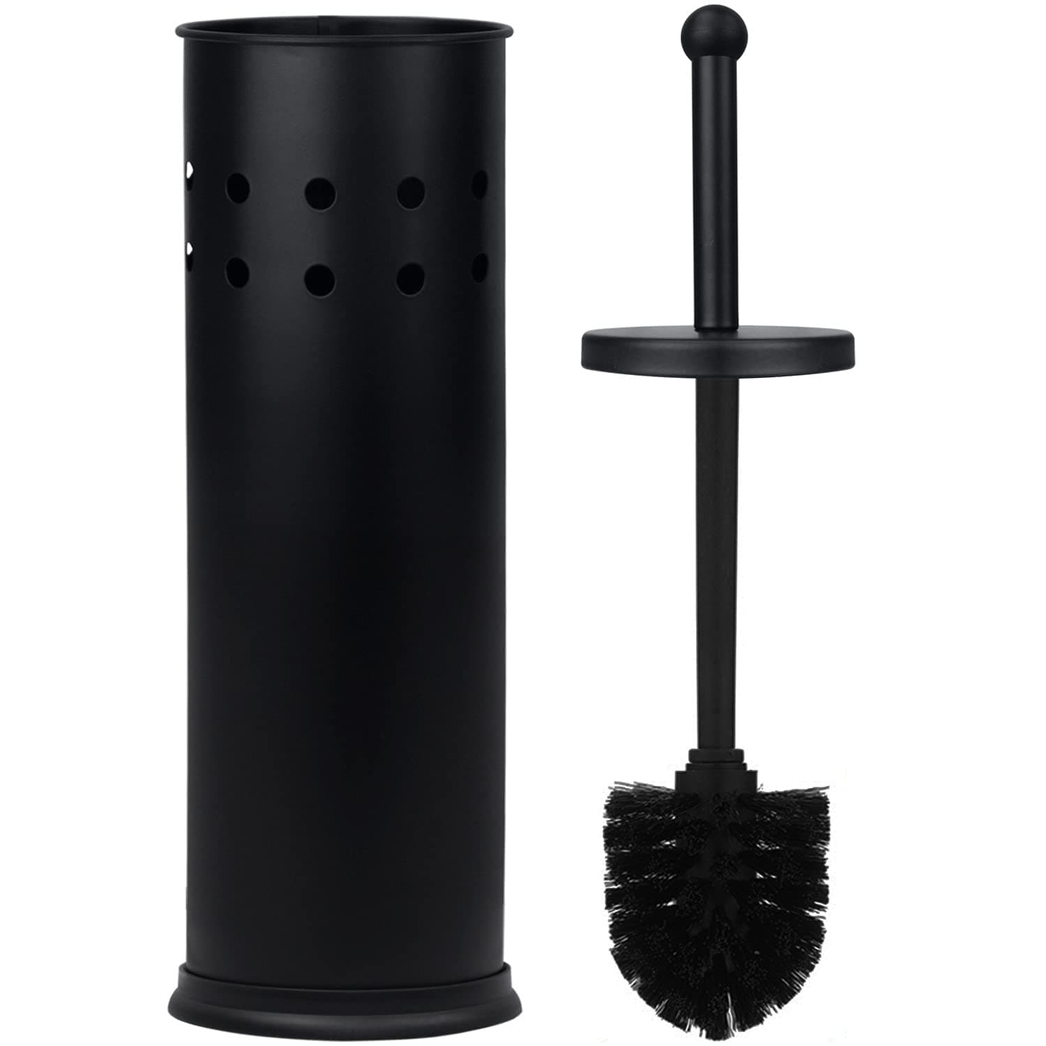 Blue Donuts Toilet Brush and Holder – Cleaning Brush Holder, Toilet Brush with Holder, Toilet Bowl Cleaner Brush and Holder, Stainless Steel, Black