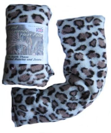 Wheat and Lavender Microwavable Heat Cushion/Warmer/Bag/Pack, for Neck and Body (Snow Leopard Fleece) Click "Montek" to See Whole Range