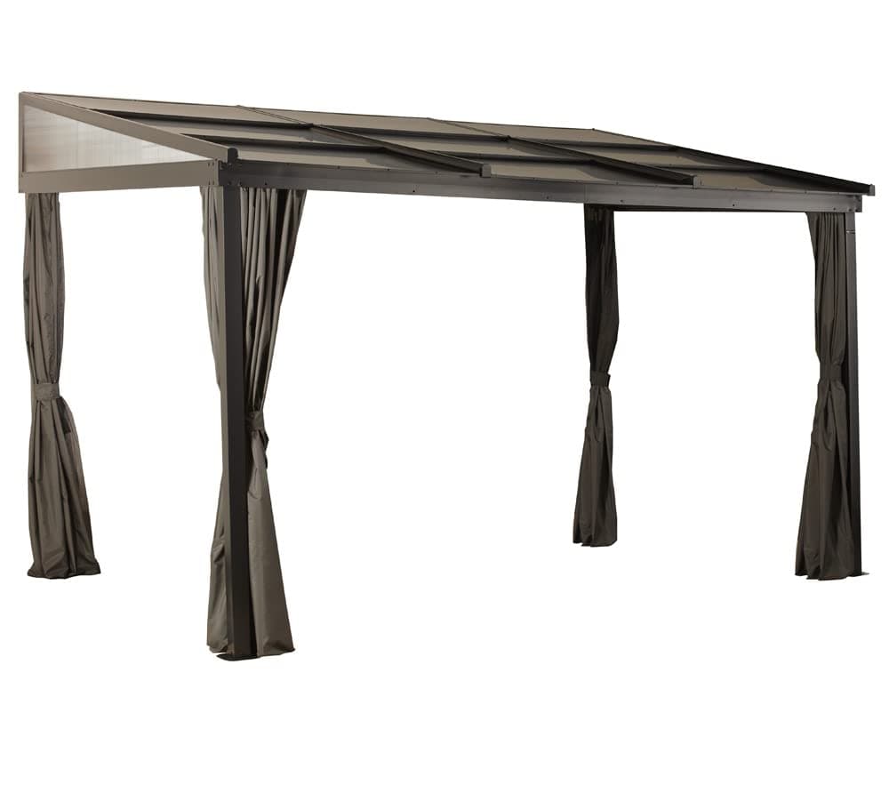 Sojag 10' x 12' Budapest Gazebo Wall-Mounted Outdoor Weather-Resistant Aluminum Frame Sunroom Brown