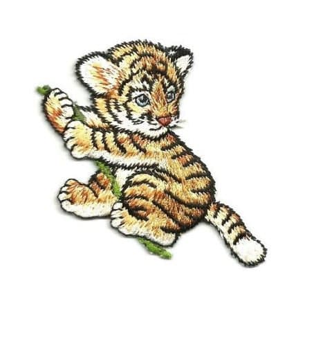Tiger - Cub - Wild Animals - Safari - Zoo - Embroidered Iron On Patch - Cute - B
