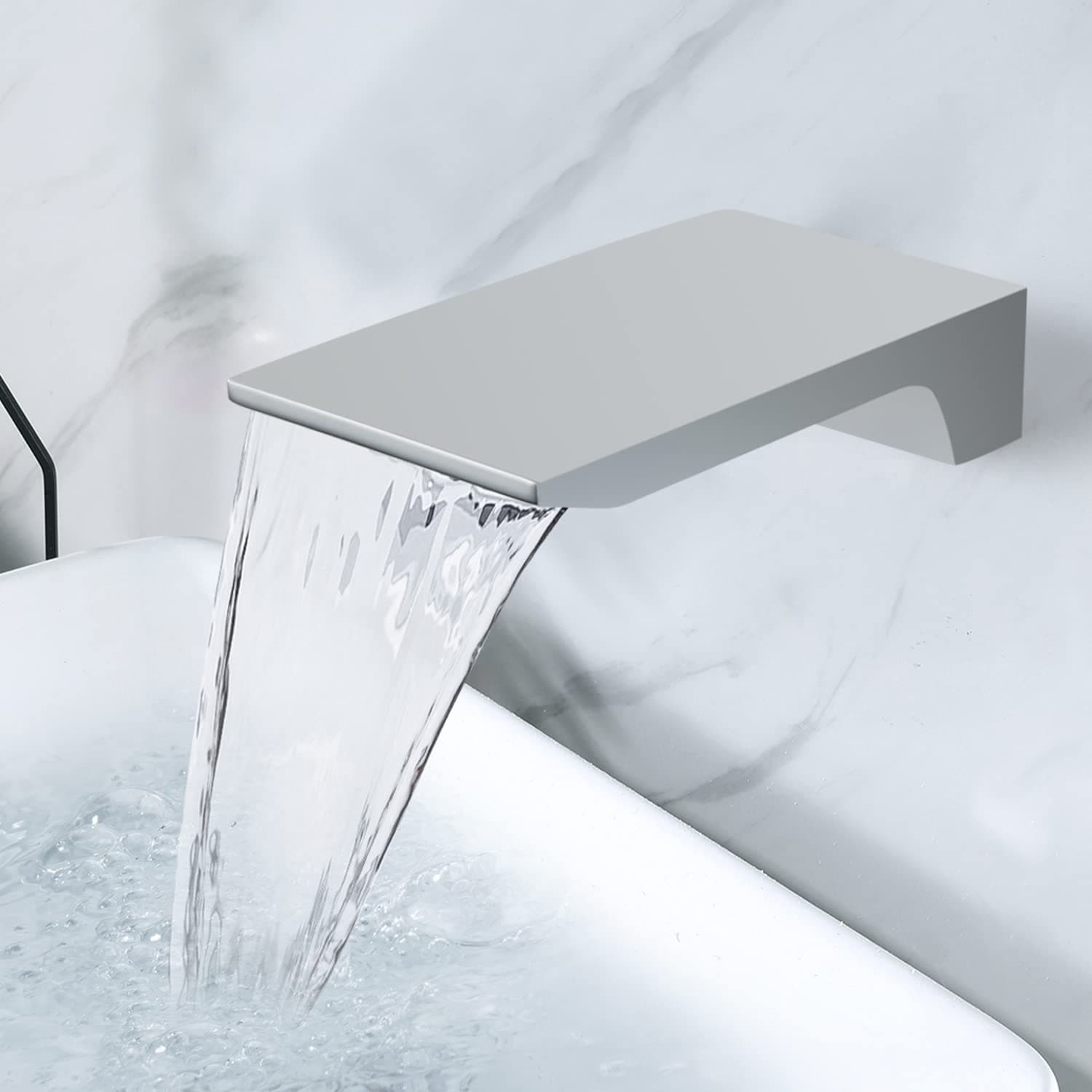 Wall Mount Waterfall Tub Spout High Flow Waterfall Bathtub Spout 1/2" NPT Connector Roman Bathtub Filler Faucet Replacement for Bathroom Vessel Faucet Sprayer, Chrome