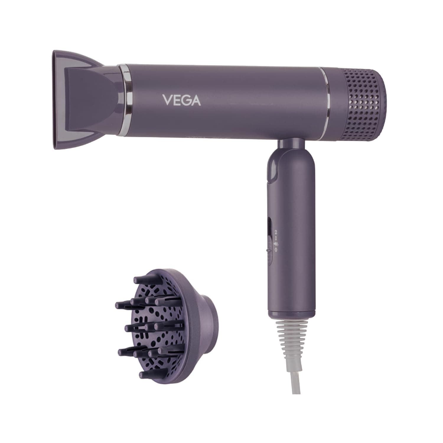 Vega Style Pro 1600Watts Hair Dryer for Men & Women with Styling Diffuser Attachment, (VHDH-30) Purple