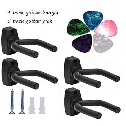 Guitar Wall Hanger Stands Ukulele Wall Mount Violin Wall Hook 2 Pack Keep Holder Mount Display Bioamy Guitar Wall Stand Rack Bracket Most Guitar Bass Accessories Easy To Install (wooden)