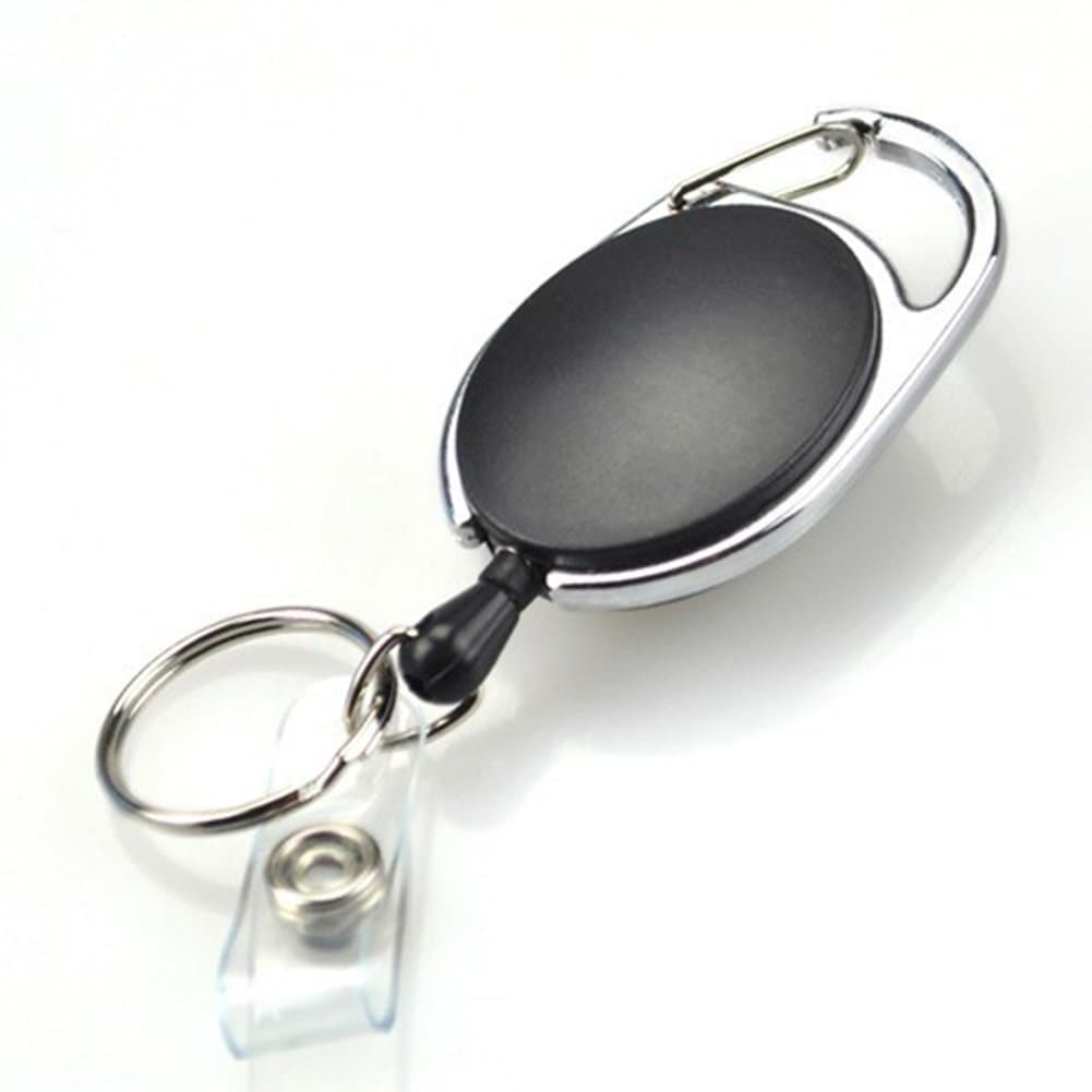 ID SolutionsBLACK Carabiner Style Retractable Reel. Ideal For Holding A Key, ID Badge Holder, Proximity Card. Sold Individually