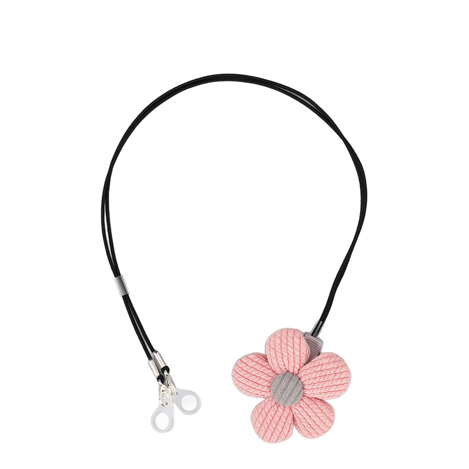 Sonew Flower Design Lanyard, Nylon Binaural Small Flowers Gray Round Center Holder with Clip for Elderly Kids, Hearing Loop Anti Loss Accessory