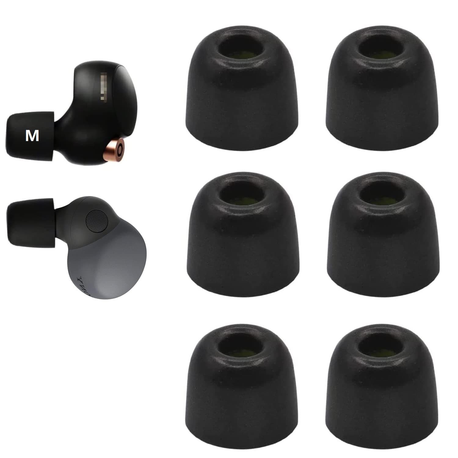 JNSA Replacement for WF 1000XM4 1000XM5 C700n Linkbuds S Memory Foam Ear Tips Noise Canceling Foam Eartips Ear Plug Ear Tip M Size 3 Pairs, [Fit in Case], Black,Medium Size (Foam4XM4B3PM)