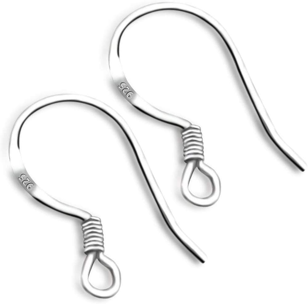 xinyexinye Sterling Silver Fish Hook Earrings Earwires w/Coil