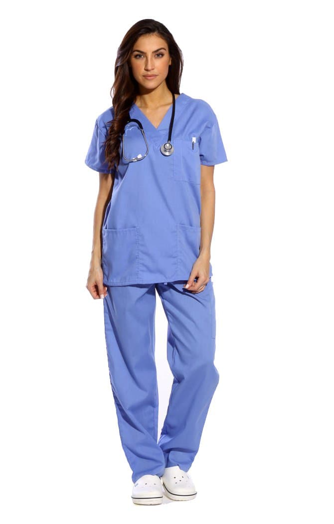 Women's Six Pocket Medical Scrubs Set (V-Neck with Cargo Pant)