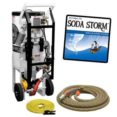 3.5 Cu. Ft. Soda Blasting Machine Complete Package, Portable, Pressure Hold System, Pneumatic