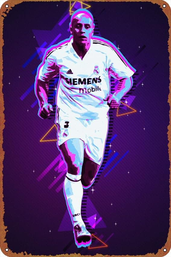 Roberto Carlos Sports posters Tin Sign Cafe bar Home Wall Art Decoration Retro Metal Tin Sign 8x12 inch