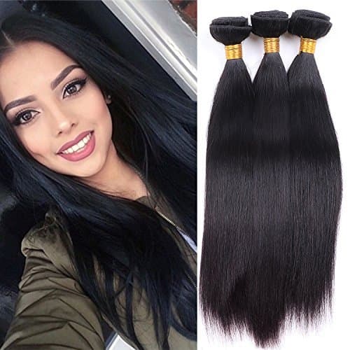 Unprocessed Virgin Brazilian Silky Straight Human Hair Weave Extensions 3 Bundles Set 100 Gram/Piece Mixed Length Soft Weft (18 20 22)