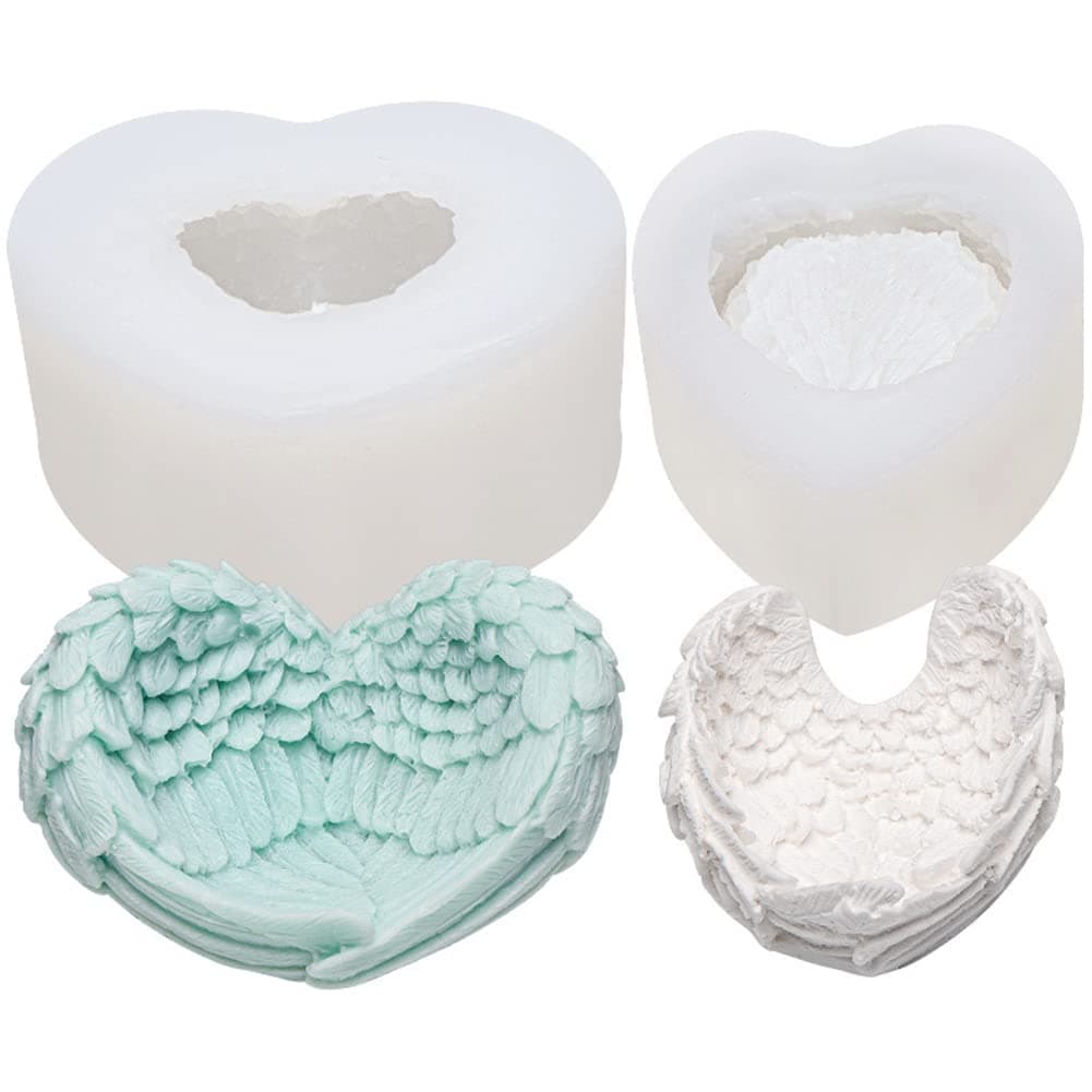2PCS 3D Wing Angel Storage Box Silicone Mold Jewelry Organizer Silicone Molds for Epoxy Resin DIY Decorative Plaster Clay Molds