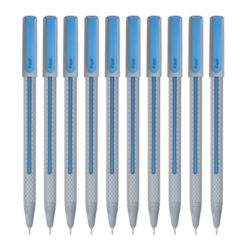 FLAIR Yolo 0.6mm Ball Pen Wallet Pack | Light Weight Sleek Body With Smooth Performance | Low-Viscosity Ink For Smudge Free, Fine & Smooth Writing | Blue Ink, Pack of 10 Pens