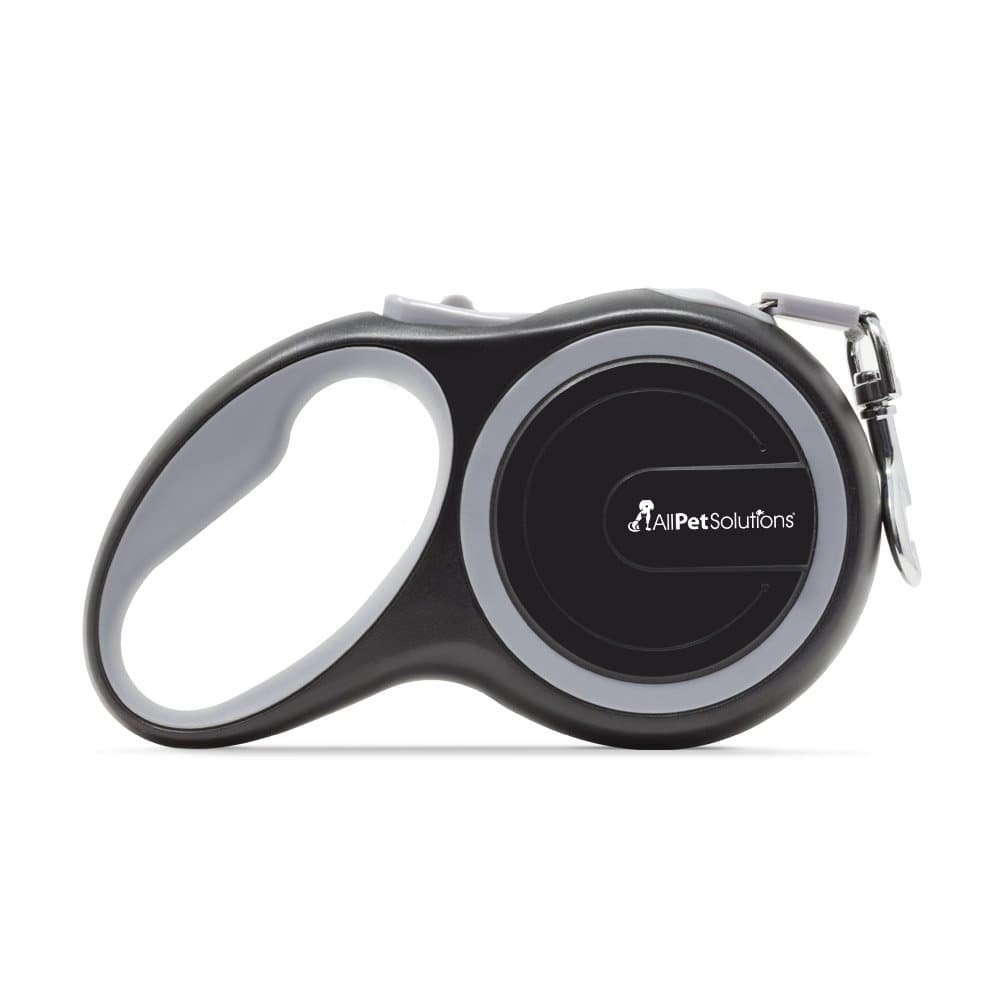 allpetsolutions Retractable Dog Leash Extending Lead - 110 lb Dogs; 26 ft - with Anti-Slip Brake, Release Button, Anti-Twist Lobster Clip, Soft Grip Handle - for Small, Medium, Large Pets - Grey