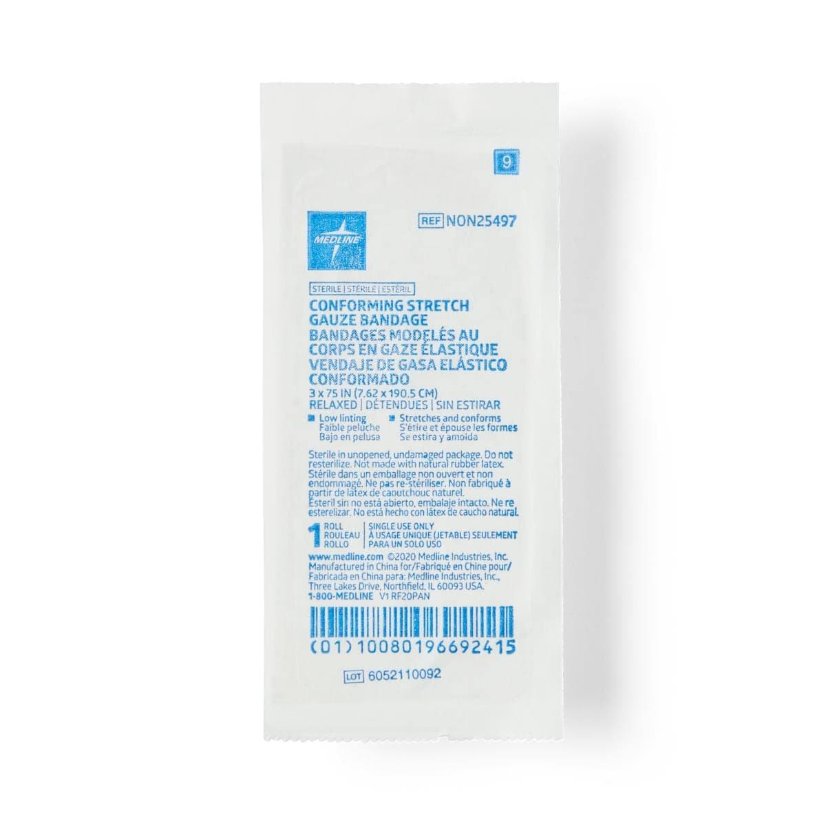 Medline NON25497HH Bandage, Gauze, Sof-Form, 3" x 75, Stroll, Lf