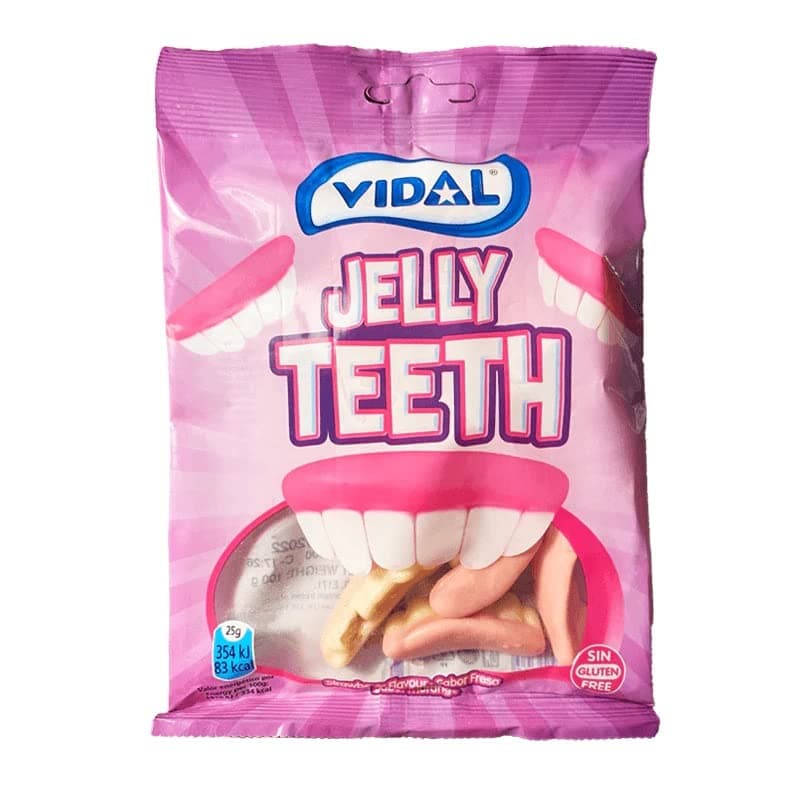 Vidal Jelly Teeth| Gummy candies| Premium Imported Jelly Candies, Net Weight 100g (Pack of 1)