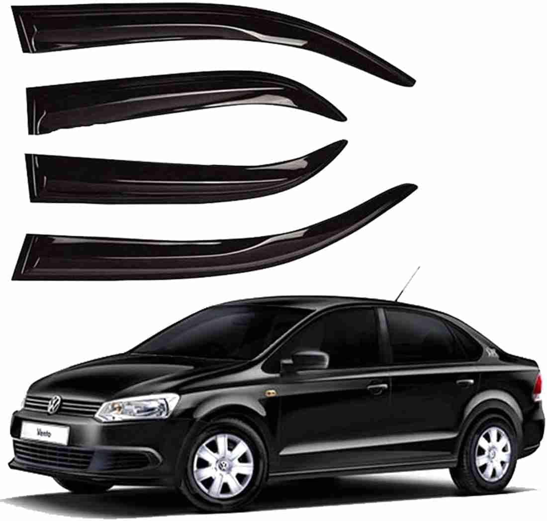 Front Rear Left and Right Unbreakable Door Window Visor Wind Rain Guard Deflector Trim Compatible with Volkswagen Vento (2010-2017)