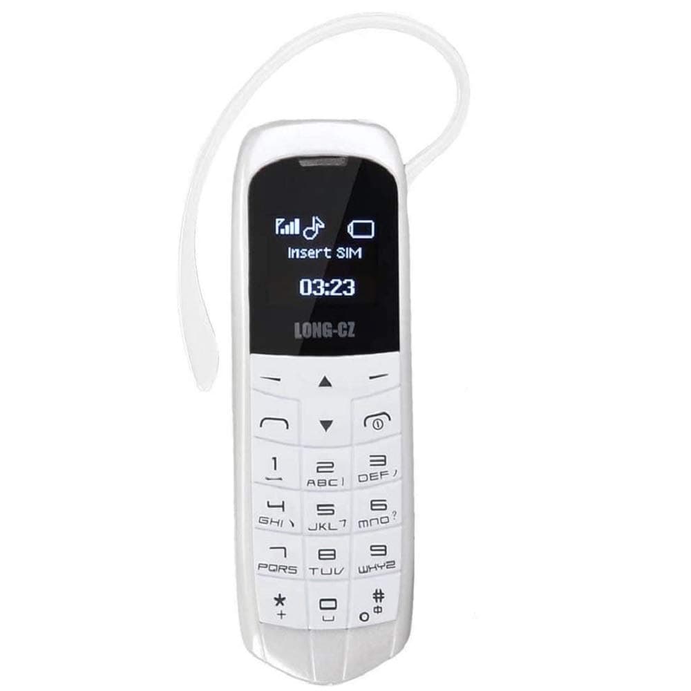 LONG CZ J8 Voice Changer 3 in 1 The Worlds Smallest Thinnest Mini Mobile Phone Bluetooth Headset 99.9% Plastic (White)