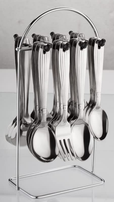Finner Stainless Steel 24 Piece Cutlery Set with Stainless Steel Stand Containing 6 Table Spoons, 6 Tea Spoons, 6 Forks, 6 Butter Knives