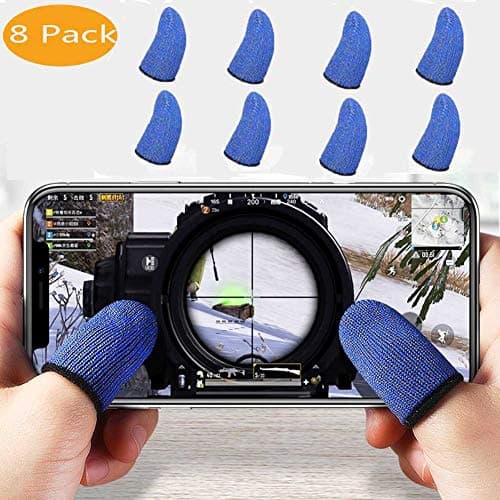 8PCS Mobile Game Controllers Finger Sleeve,Newchichi 0.01Inch Ultra-Thin Anti-Sweat Breathable Silver Fiber Sensitive Touch Finger Sleeve for PUBG/Rule of Survival,Compatible with iphone/ipad/Android