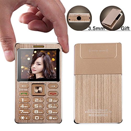 SATREND A10 Card Small Mini Cell Phone Made Of Metal Best For Kids Students Backup GSM Phone Quadband Back To School Christmas Gift(Gold)