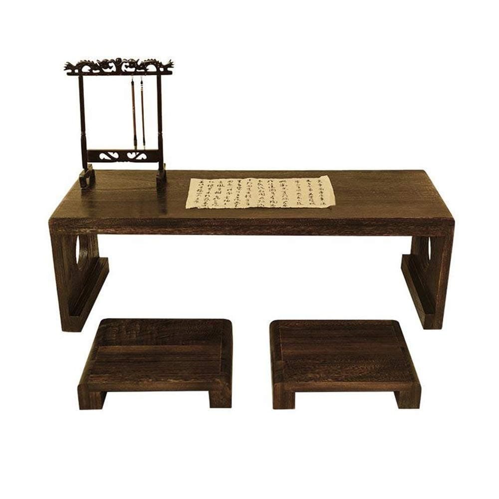 Home Children Study Desk Antique Wooden Kindergarten Calligraphy Classical Table Chairs Children's Student Double Desk For Training Classroom Study for age 3 to 15