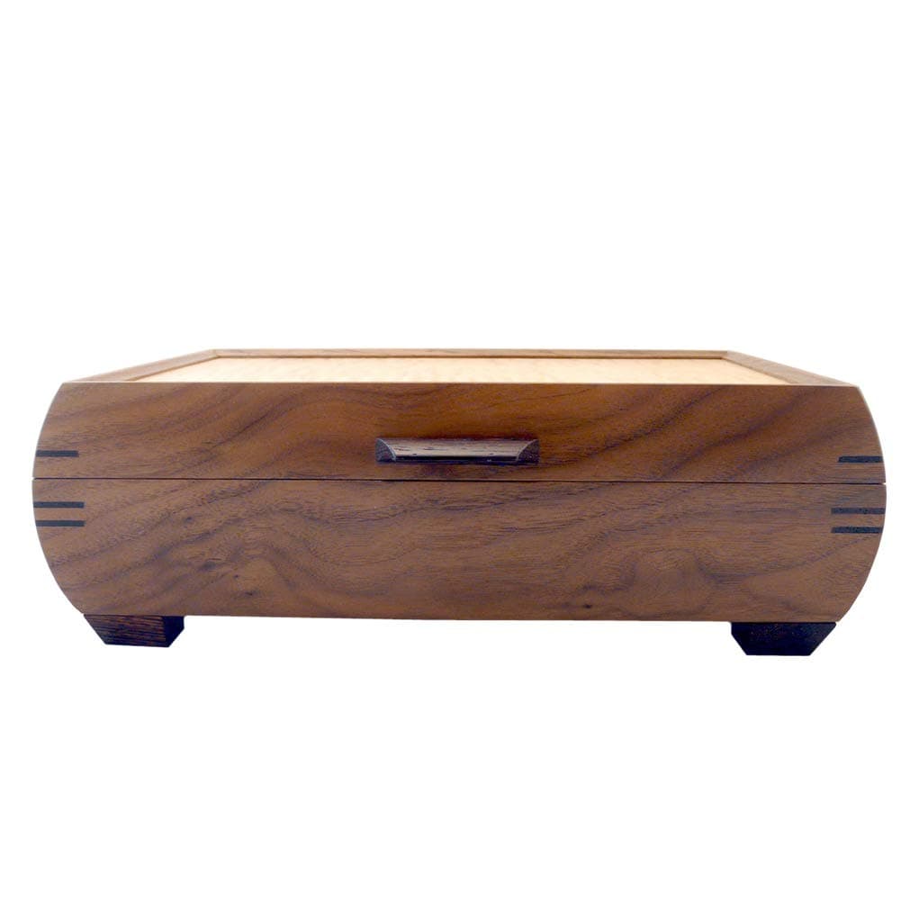 Modern Artisans American Handmade Walnut & Maple Wood Jewelry Box