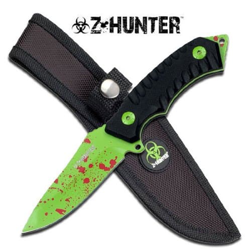 ZB-087GN ZOMBIE XpuDUayE HUNTER 4MM THICKNESS FULL TANG FIXED sA8zdTEXv BLADE KNIFE ayeuiu56 hlbv23rt Z-Hunter Knife Features:Fixed blade knife7.5" Overall in length4mm Thickness full tang blade3.5" Green drop point blade with red blood 7VtdBCe splash4" Black g10 handle14mm Thickness handle hrskHu with lanyard holeIncludes 1680d nylon sheath